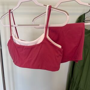 Layered pink and white workout set